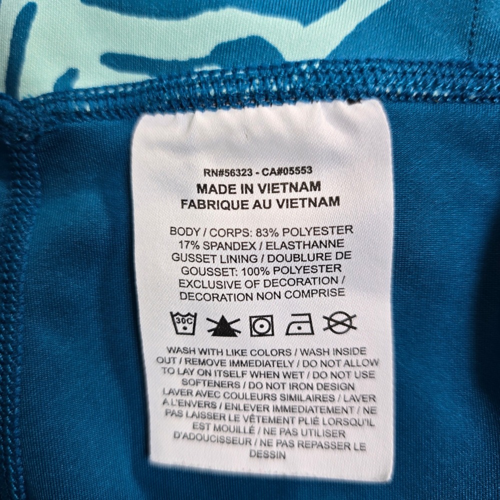 Nike Dri-FIT Leggings Girls XL Blue Teal Zebra‎ Stripe Tight Fit Dance Gym Track - Picture 5 of 9